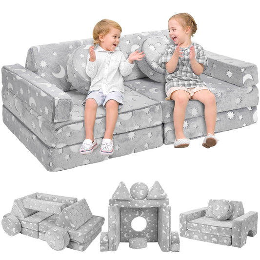 Rengue 14pcs Modular Kids Play Couch (Grey-Star)